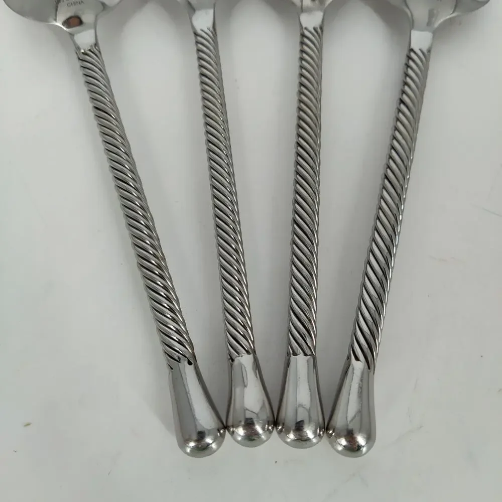4X Tbsp Pier 1 PII17 18/8 Stainless Twist Table Spoons